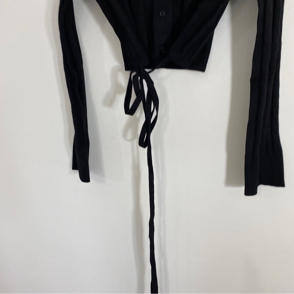 Something Navy NWT Large Ribbed Tie‎ Waist Sweater Button Front Collared - Picture 5 of 14